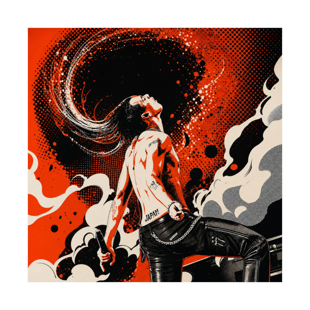 Rock Poster — Red Guitarist Matte Vertical Art Print