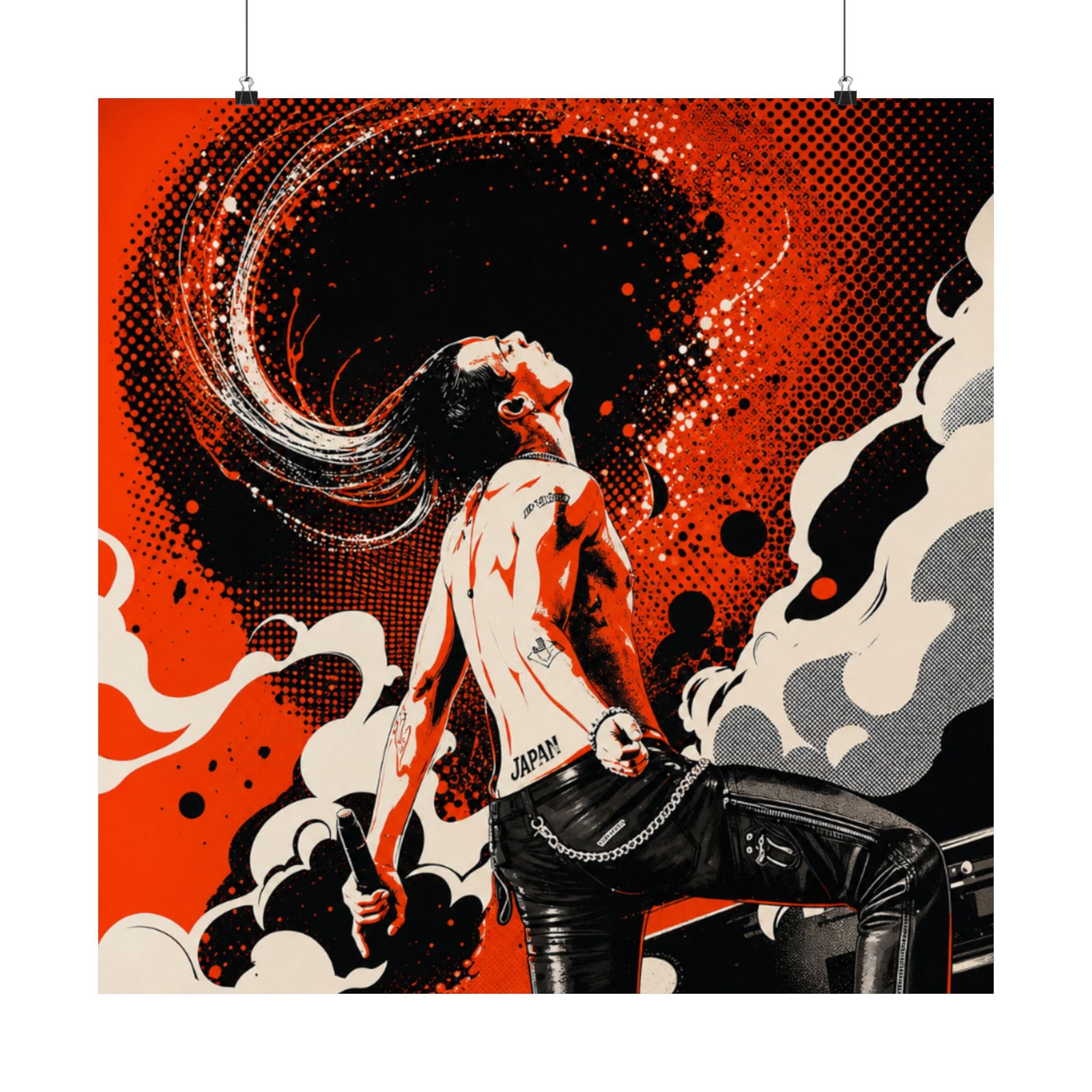 Rock Poster — Red Guitarist Matte Vertical Art Print