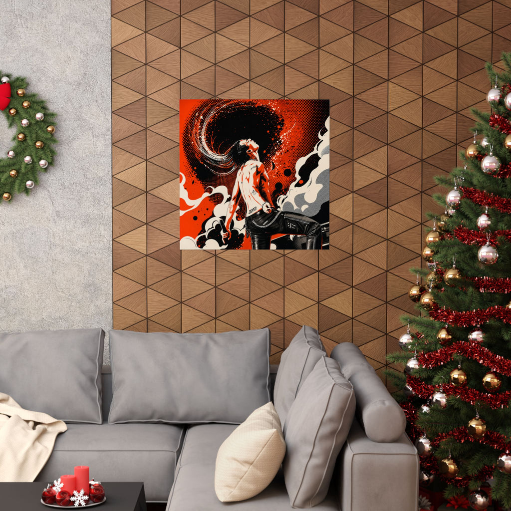 Rock Poster — Red Guitarist Matte Vertical Art Print