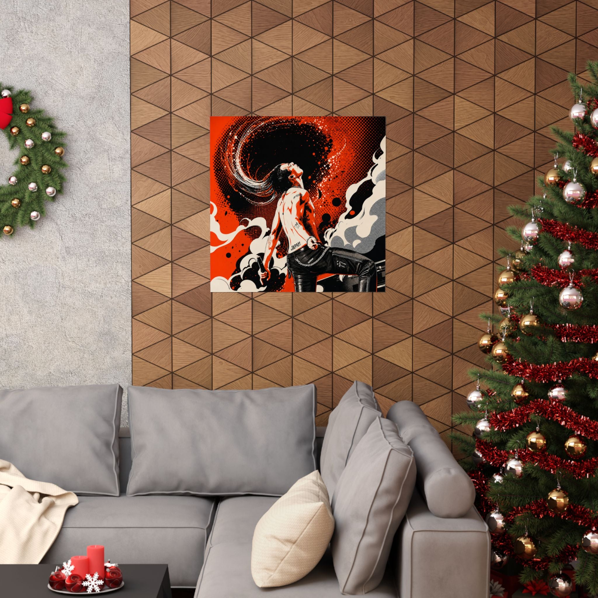 Rock Poster — Red Guitarist Matte Vertical Art Print
