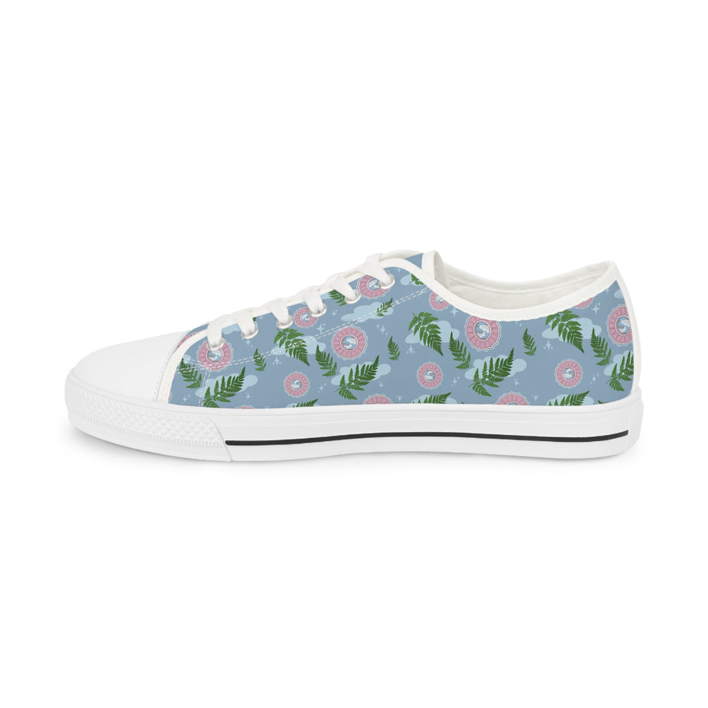 Floral Blue Low Top Sneakers — Men's Casual Garden Print Shoes