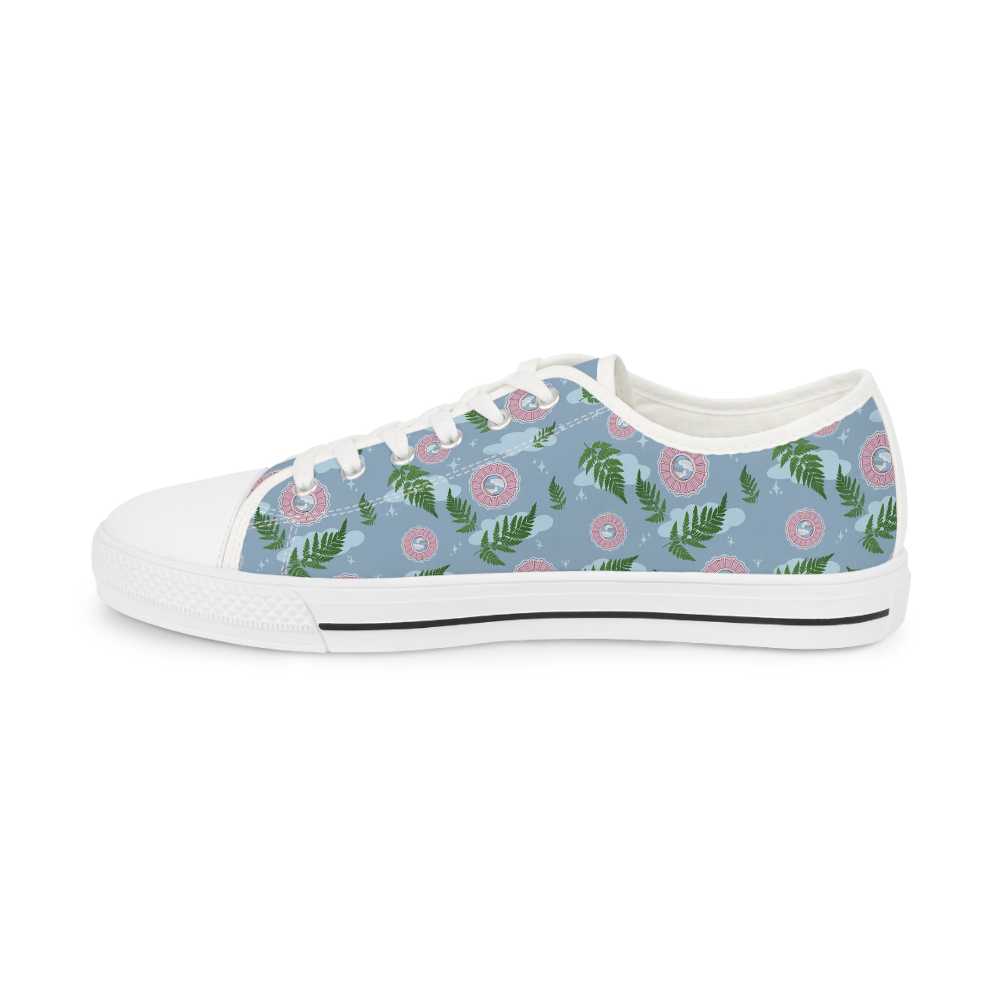 Floral Blue Low Top Sneakers — Men's Casual Garden Print Shoes