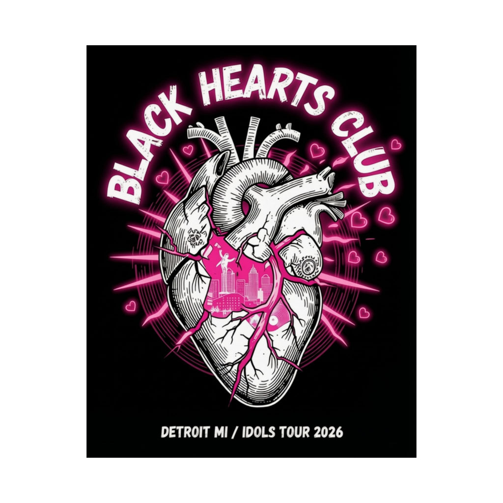 Matte Vertical Poster — "Black Hearts Club" Anatomical Heart Tour Art (Detroit MI / Idols Tour 2026)