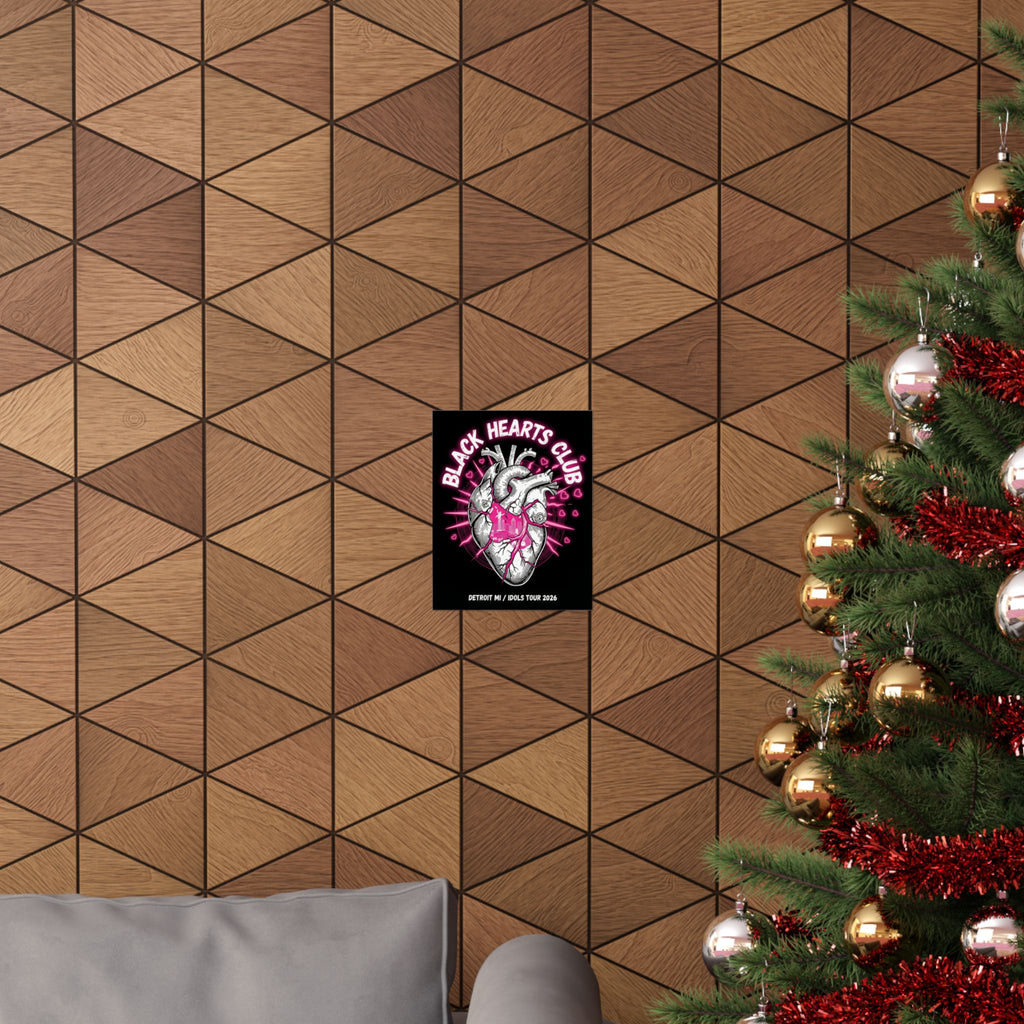 Matte Vertical Poster — "Black Hearts Club" Anatomical Heart Tour Art (Detroit MI / Idols Tour 2026)