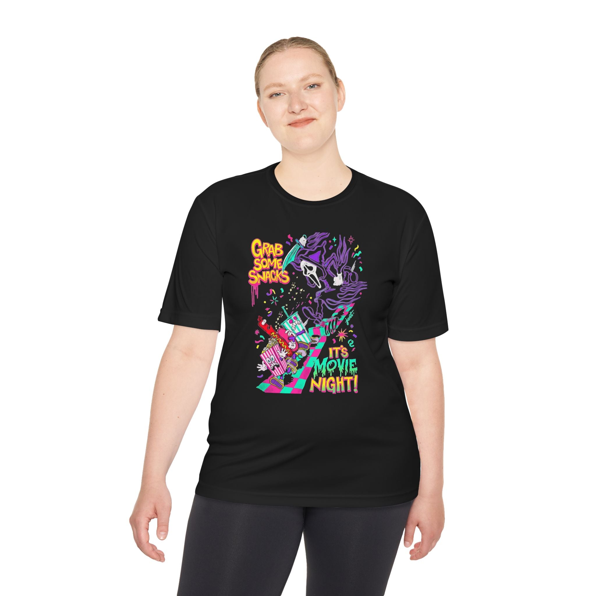 Movie Night T‑Shirt — 'Grab Some Snacks, It's Movie Night!' Retro Horror Graphic Tee