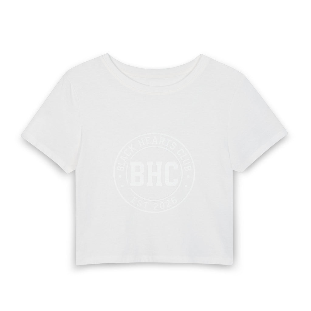 Black Hearts Club BHC Crop Tee — Women's Baby Tee, Est. 2028