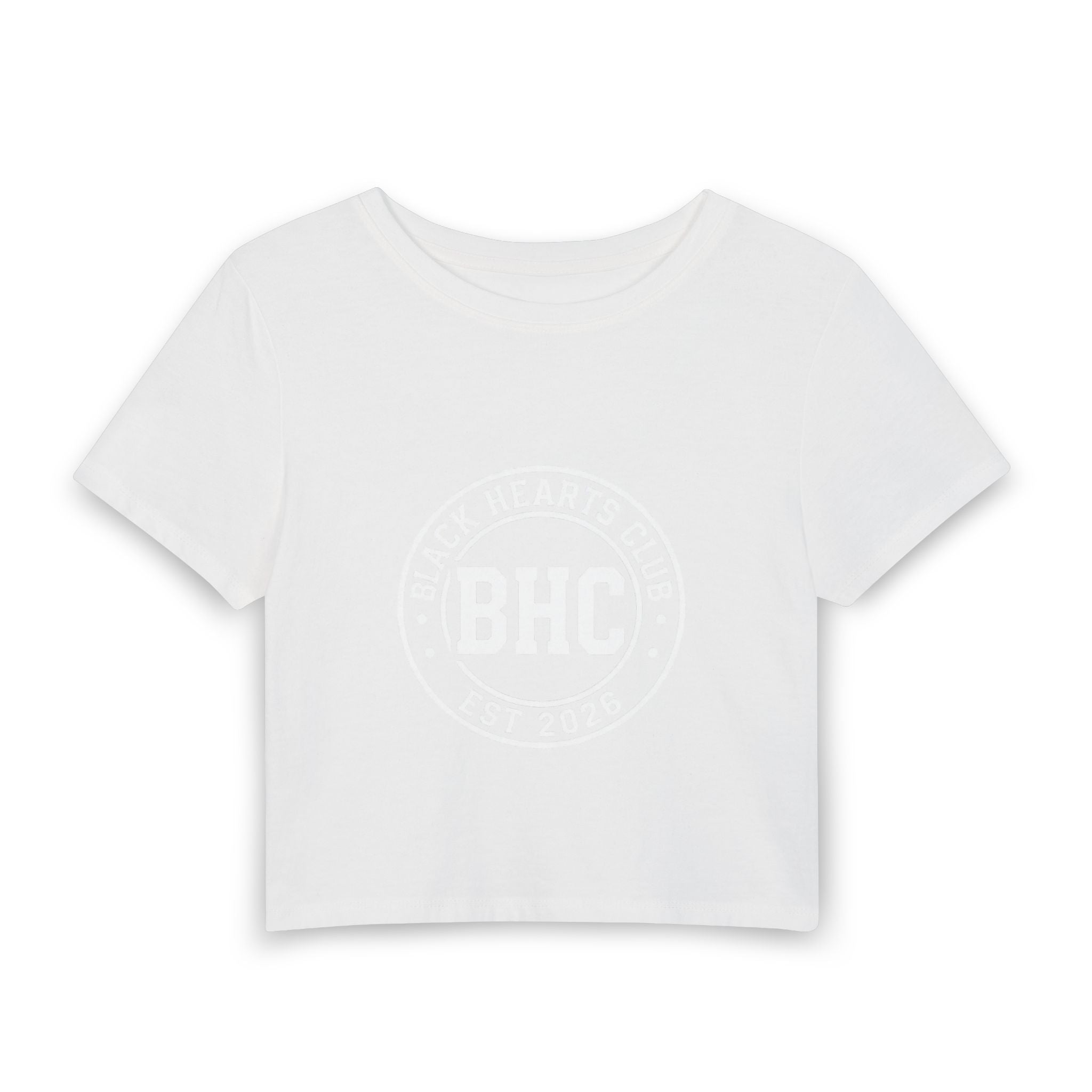 Black Hearts Club BHC Crop Tee — Women's Baby Tee, Est. 2028