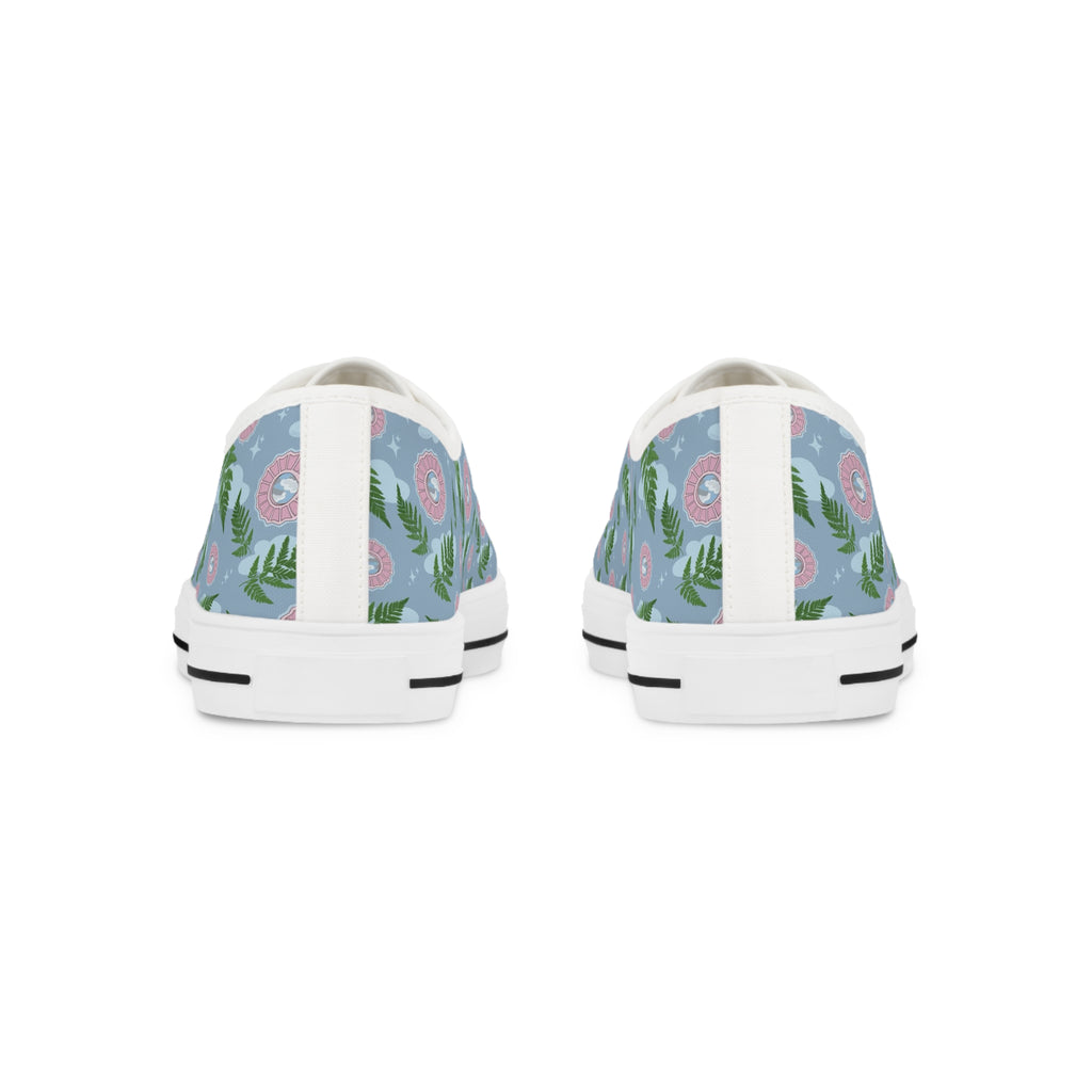 Floral Blue Low Top Sneakers — Men's Casual Garden Print Shoes