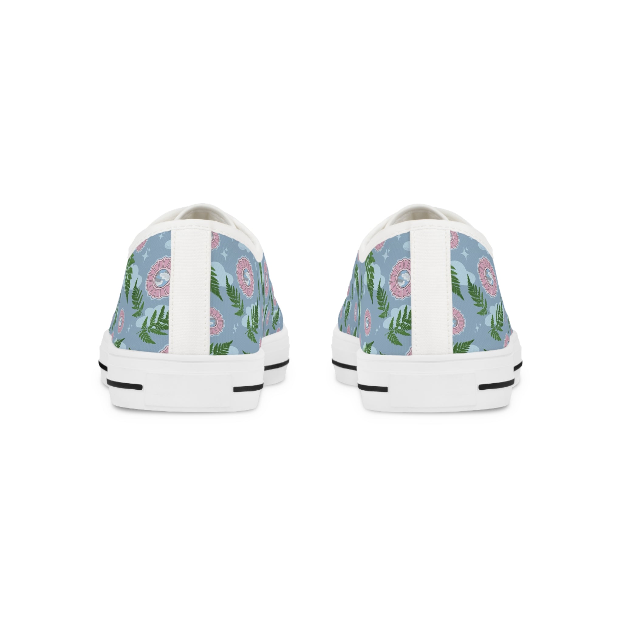 Floral Blue Low Top Sneakers — Men's Casual Garden Print Shoes