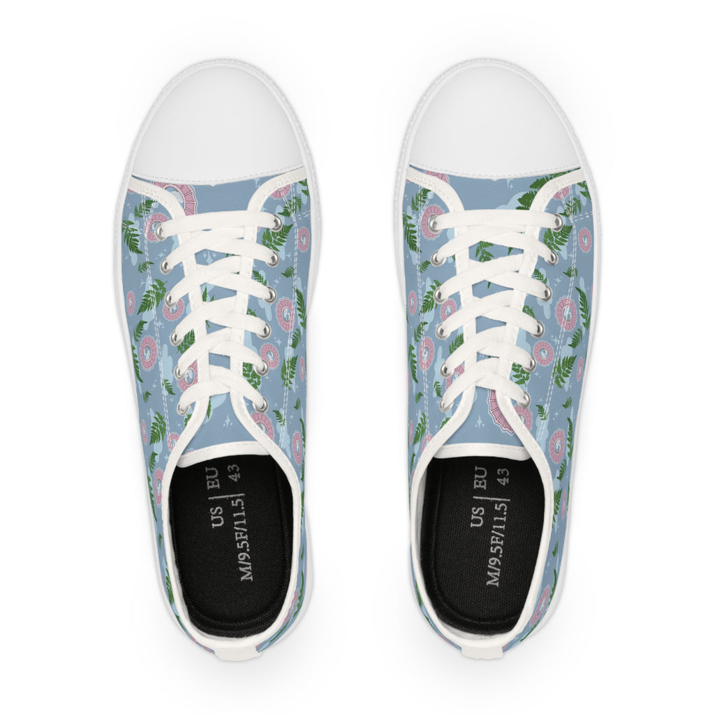 Floral Blue Low Top Sneakers — Men's Casual Garden Print Shoes