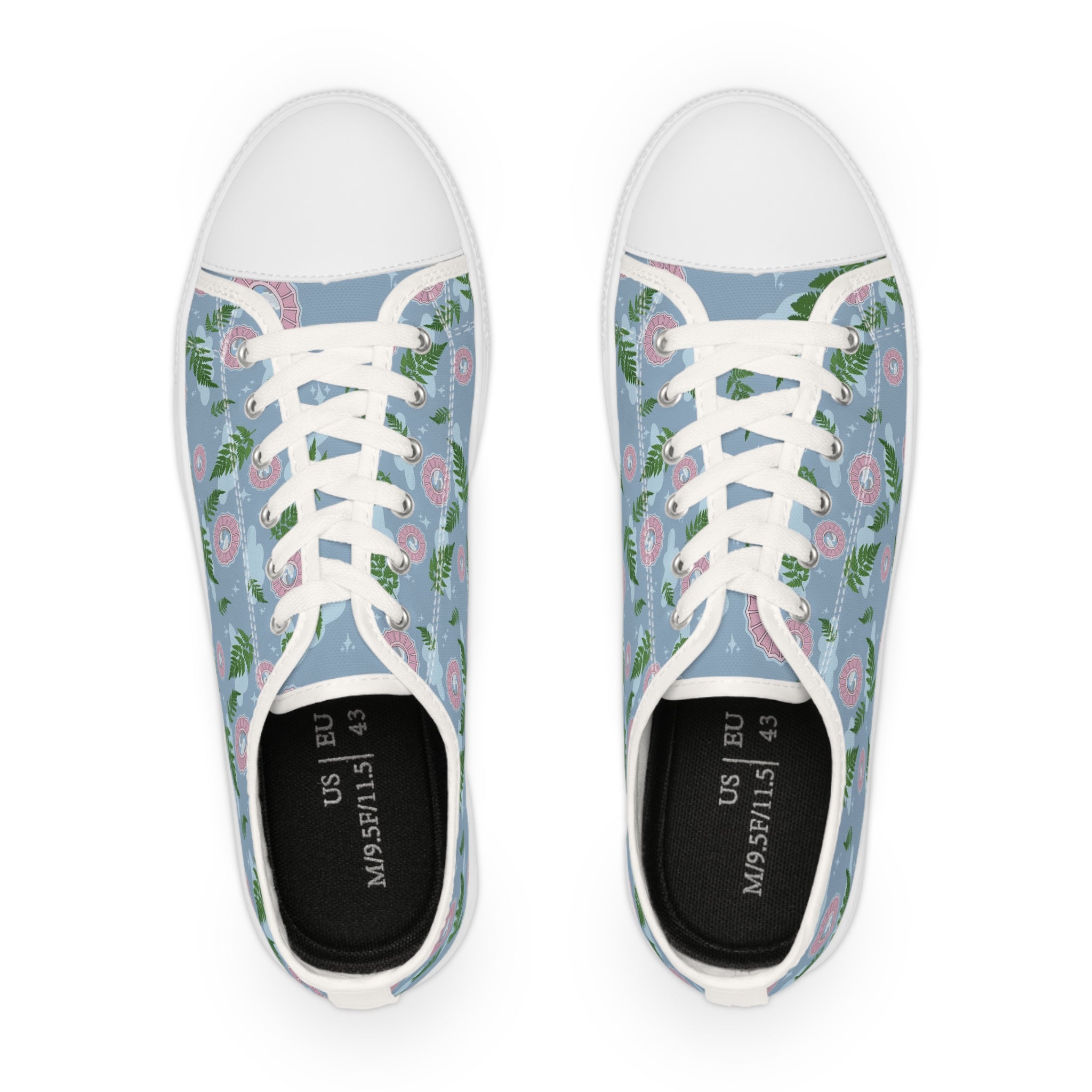 Floral Blue Low Top Sneakers — Men's Casual Garden Print Shoes