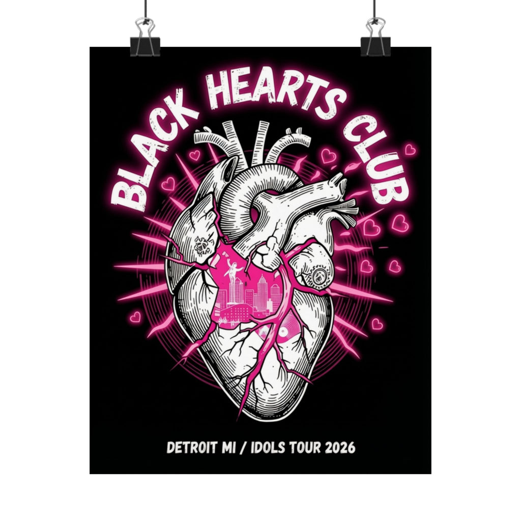Matte Vertical Poster — "Black Hearts Club" Anatomical Heart Tour Art (Detroit MI / Idols Tour 2026)
