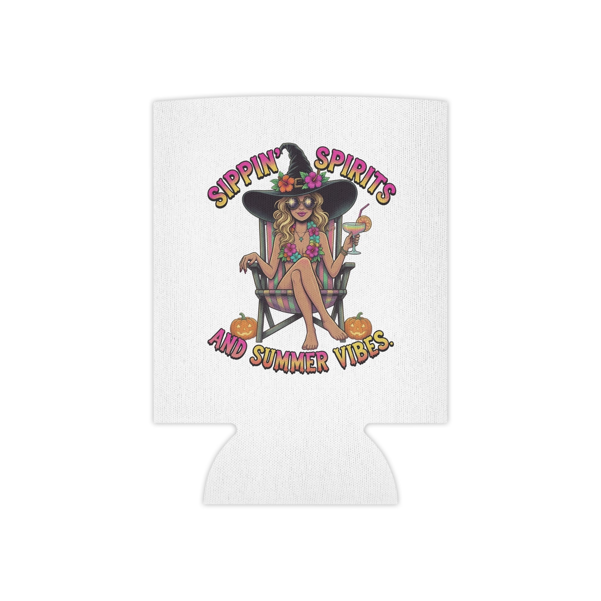 Can Cooler - "Sippin' Spirits and Summer Vibes" Beach Witch Can Cooler