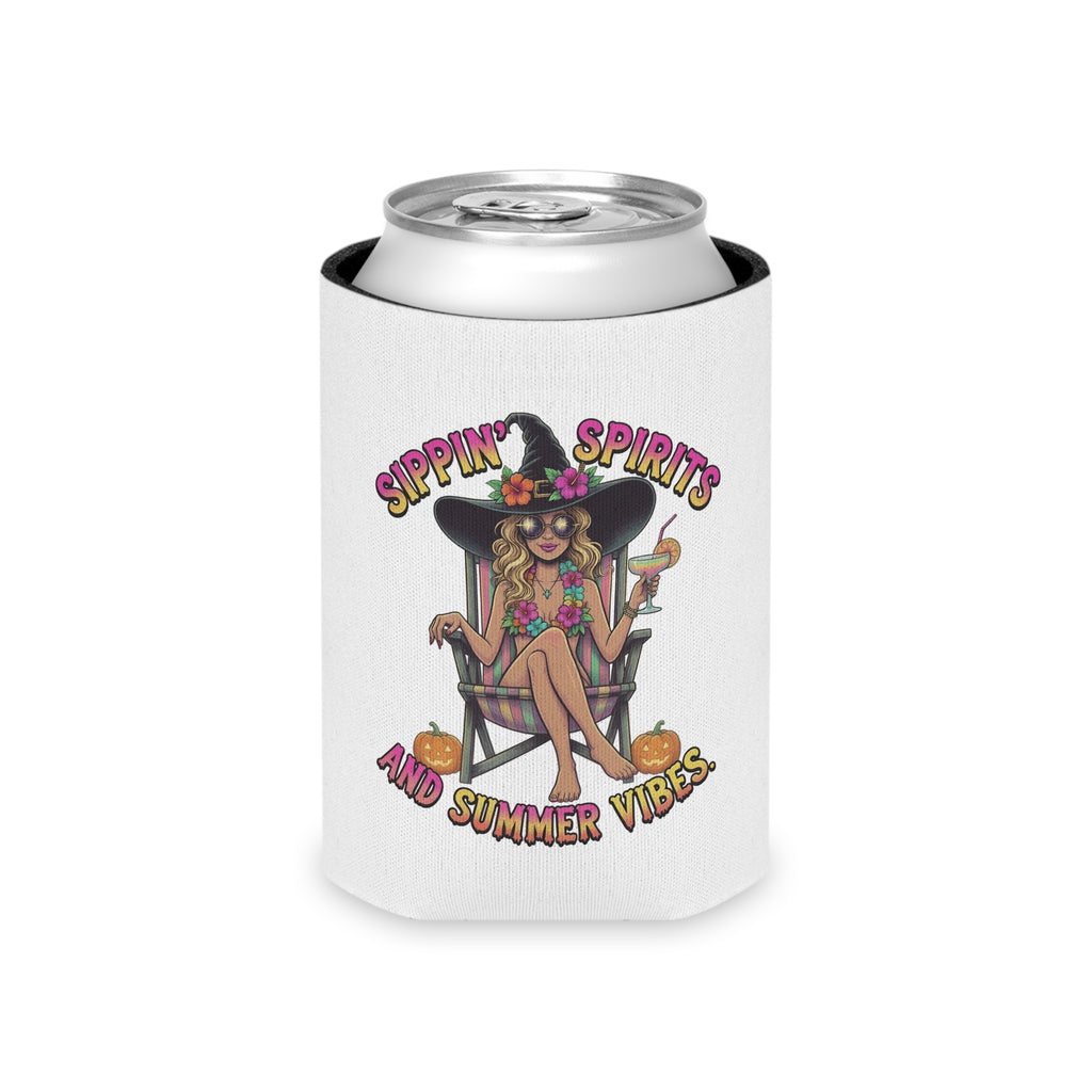 Can Cooler - "Sippin' Spirits and Summer Vibes" Beach Witch Can Cooler